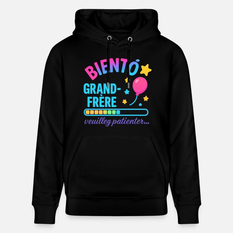 Bald wartet ein großer Bruder - Stanley/Stella Unisex Bio-Hoodie CRUISER  - Schwarz