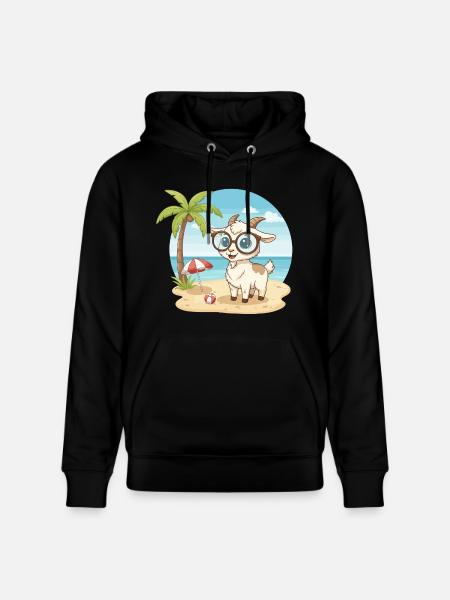 Süße Ziege mit Brille Strandsommerurlaub - Stanley/Stella Unisex Bio-Hoodie CRUISER - Schwarz