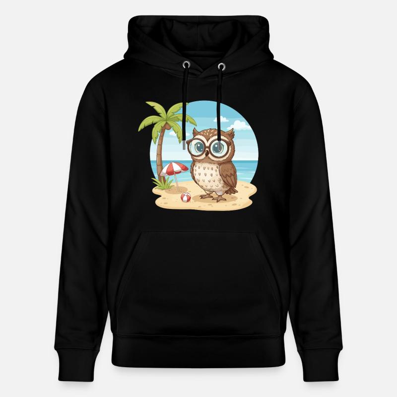 Süße Eule mit Brille Strandsommerferien - Stanley/Stella Unisex Bio-Hoodie CRUISER  - Schwarz
