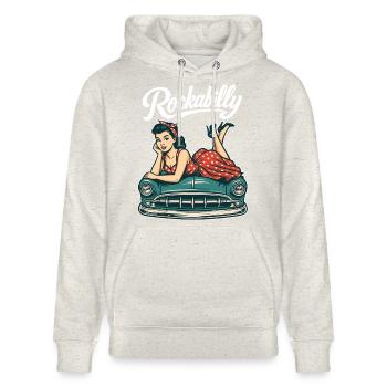 Rockabilly Vintage Car Pin Up Retro Gift - Stanley/Stella CRUISER Unisex Organic Hoodie - heather oatmeal - Front - Alina (178cm) & Michal (187cm)