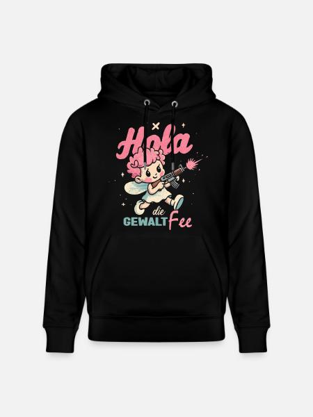 Hallo Gewaltfee - Pinker Engel mit Waffe - Stanley/Stella Unisex Bio-Hoodie CRUISER - Schwarz