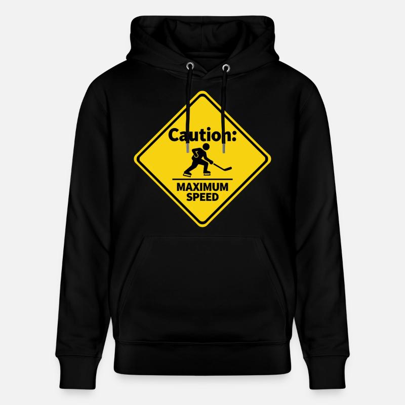 Caution Maximum Speed Eishockey Warnschild - Stanley/Stella Unisex Bio-Hoodie CRUISER  - Schwarz
