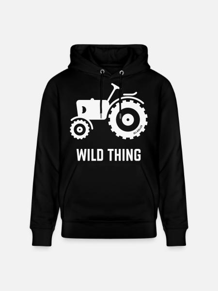 Wild Thing (Tractor / Farmer / White) - Stanley/Stella CRUISER Unisex Organic Hoodie - black