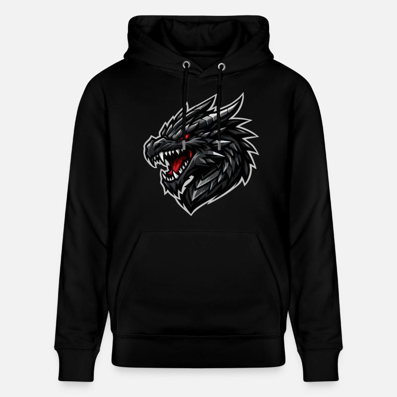 Drachenkopf mit rotem Blick - Stanley/Stella Unisex Bio-Hoodie CRUISER  - Schwarz