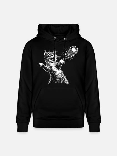 Funny Cat Tennis - Stanley/Stella CRUISER Unisex Organic Hoodie - black