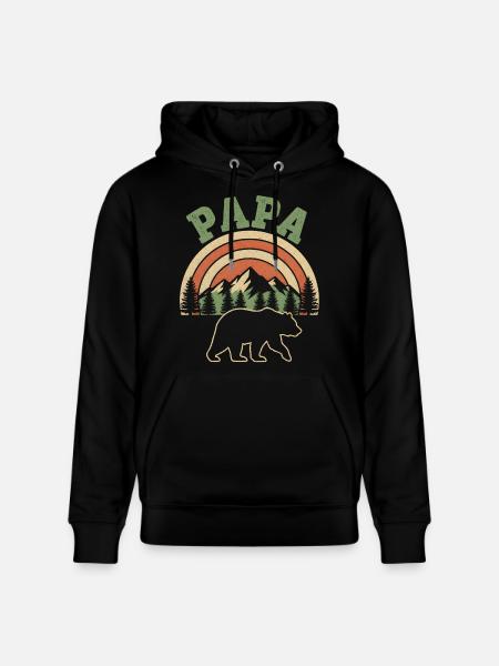 PAPA Mountain Retro Nature - Stanley/Stella CRUISER Unisex Organic Hoodie - black
