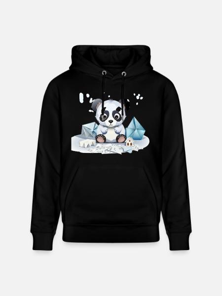 Kuschelpanda im Eisschatz - Stanley/Stella CRUISER Unisex Organic Hoodie - black