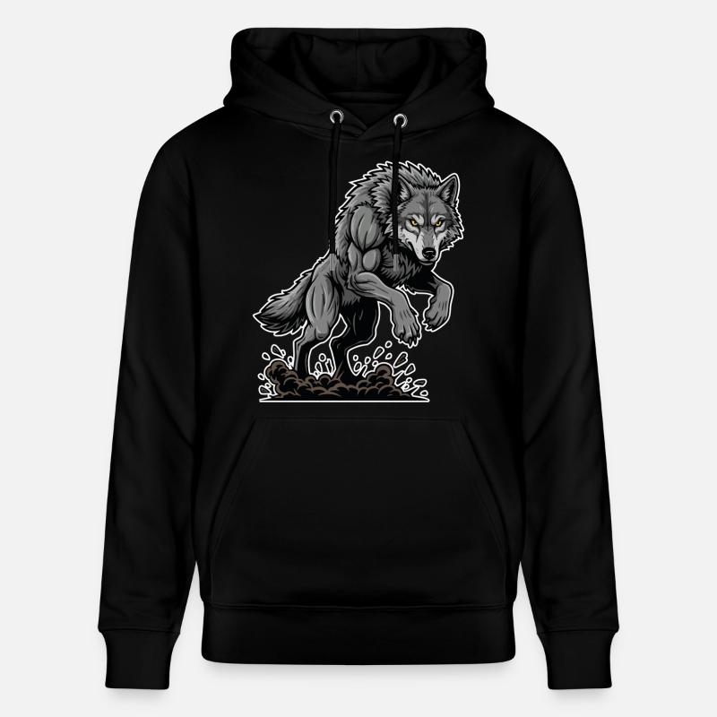 Werwolf Mighty Racing Maskottchen Wolf - Stanley/Stella Unisex Bio-Hoodie CRUISER  - Schwarz