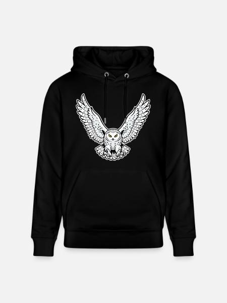 Snowy Owl Flying Attack Pet Owl - Stanley/Stella CRUISER Unisex Organic Hoodie - black
