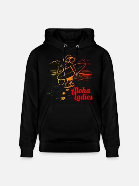 Cane surfista Aloha Ladies stile hawaiano - Felpa con cappuccio ecologica unisex CRUISER di Stanley/Stella - nero