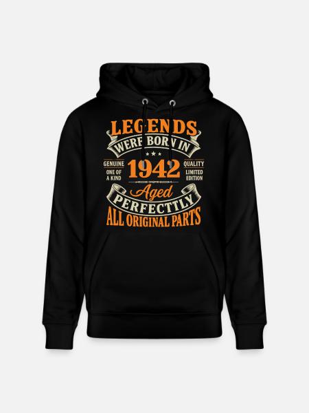 Légendes Nées 1942 Âgé Parfait - Sweat à capuche bio CRUISER Stanley/Stella Unisexe - noir
