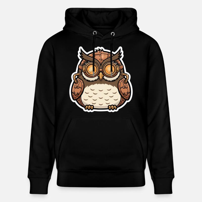 Eule Steampunk Cyborg Brille Zahnräder - Stanley/Stella Unisex Bio-Hoodie CRUISER  - Schwarz