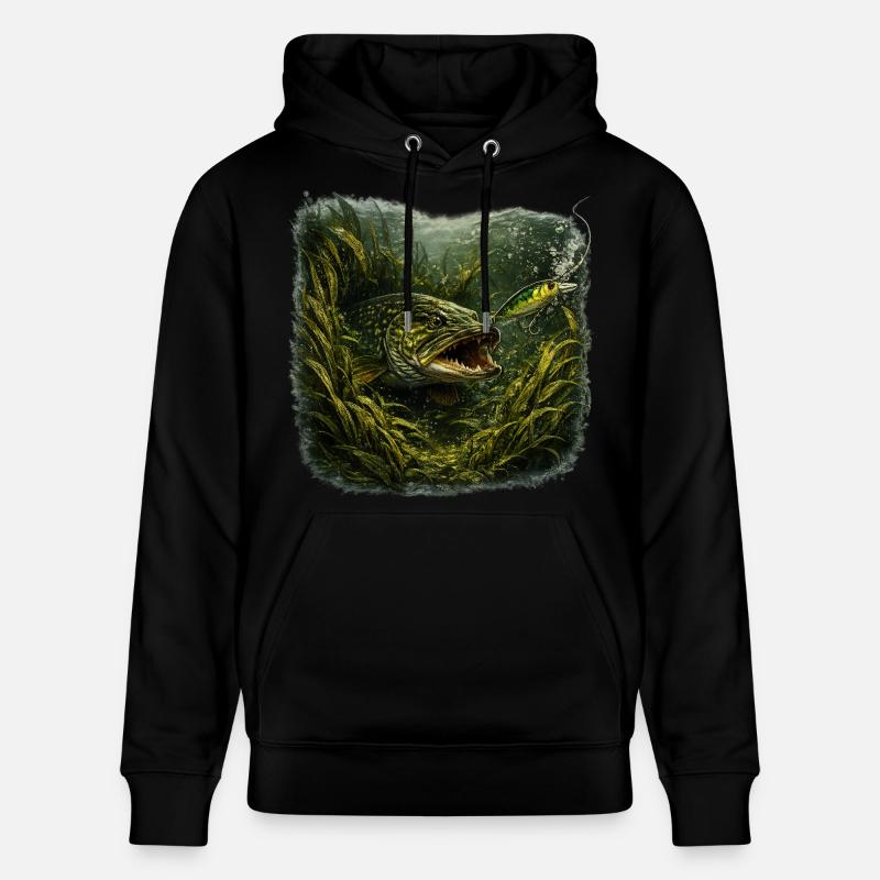 Hecht-Hinterhalt-Räuberfisch-Design - Stanley/Stella Unisex Bio-Hoodie CRUISER - Schwarz