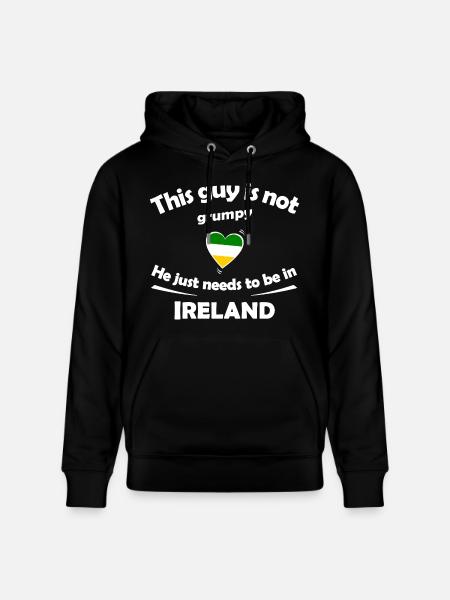 Irlande : Heart Design Grumpy ? Pas nécessaire - Sweat à capuche bio CRUISER Stanley/Stella Unisexe - noir