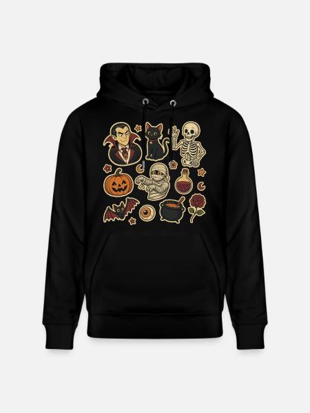 Ensemble d’autocollants Halloween Effrayants - Sweat à capuche bio CRUISER Stanley/Stella Unisexe - noir