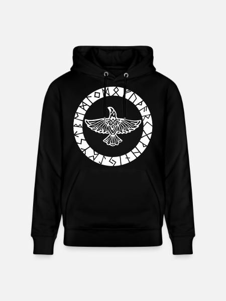 White Viking Raven - Stanley/Stella CRUISER Unisex Organic Hoodie - black