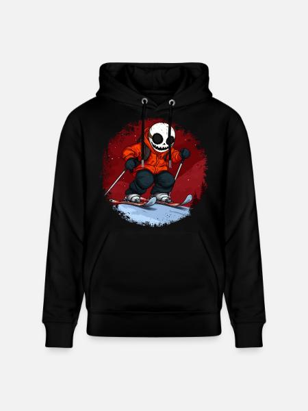 Skiers Skull - Stanley/Stella CRUISER Unisex Organic Hoodie - black