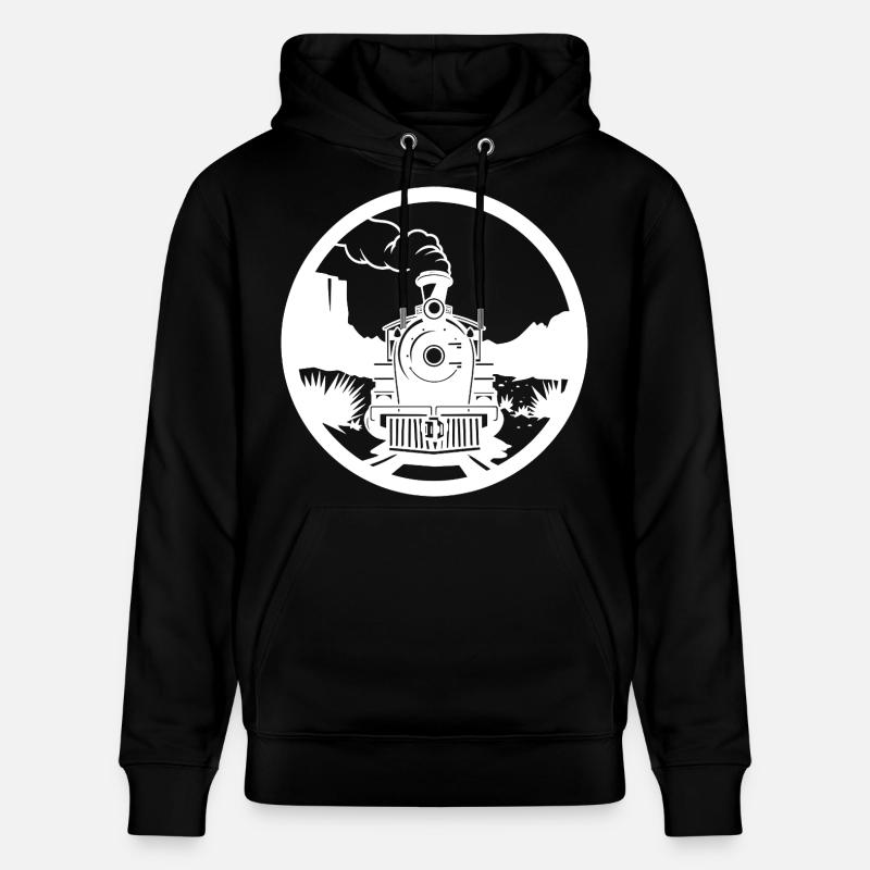 Dessin ferroviaire - Sweat à capuche bio CRUISER Stanley/Stella Unisexe - noir