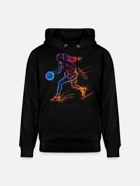 Croquis de joueur de basket-ball - Sweat à capuche bio CRUISER Stanley/Stella Unisexe - noir