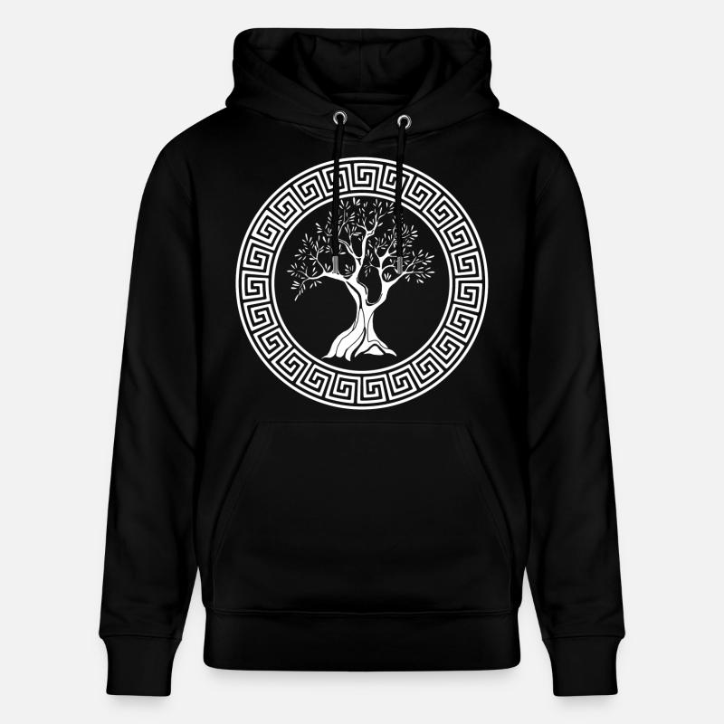 Symbole grec de l'olivier blanc - Sweat à capuche bio CRUISER Stanley/Stella Unisexe - noir