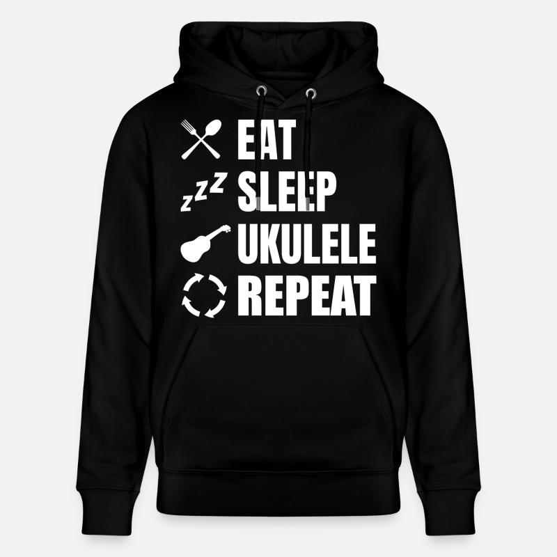 Eat Sleep Ukulélé Repeat - Sweat à capuche bio CRUISER Stanley/Stella Unisexe - noir