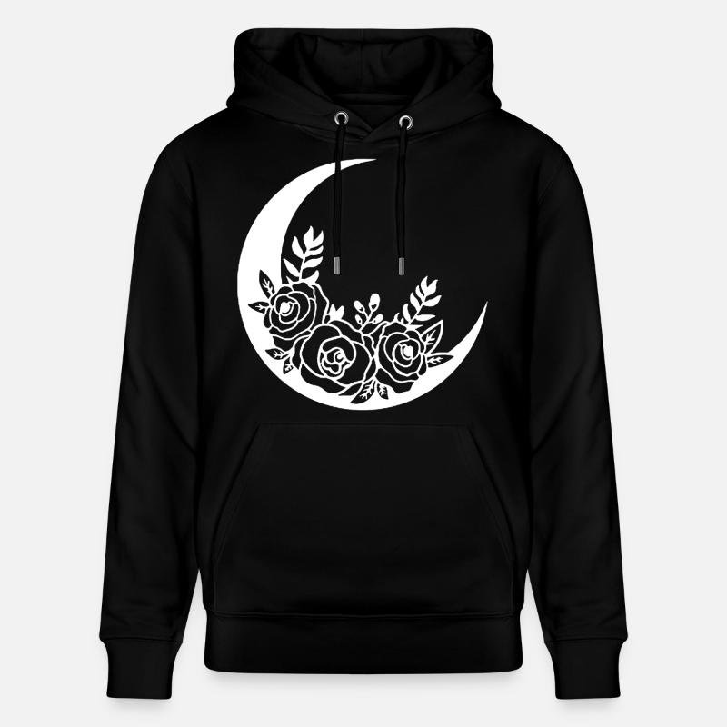Lune fleurie blanche - Sweat à capuche bio CRUISER Stanley/Stella Unisexe - noir