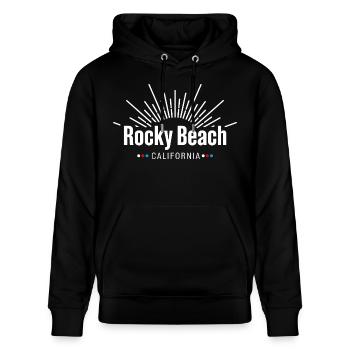 Die drei ??? Rocky Beach Kalifornien - Stanley/Stella Unisex Bio-Hoodie CRUISER  - Schwarz - Vorne - Alina (178cm) & Michal (187cm)