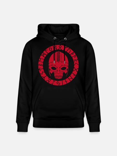 Rotes Wikinger-Todeskopf - Stanley/Stella Unisex Bio-Hoodie CRUISER  - Schwarz
