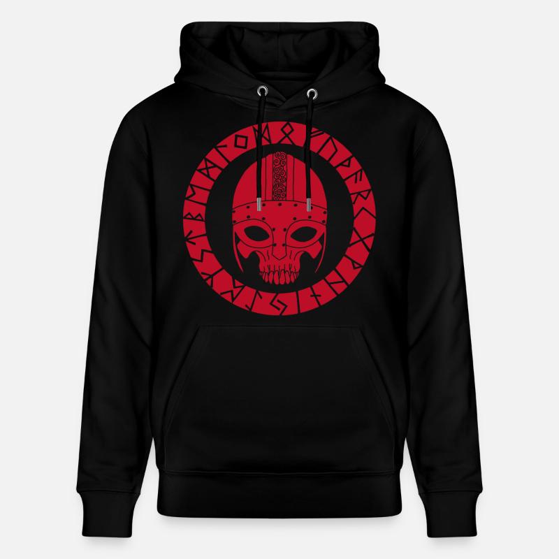 Rotes Wikinger-Todeskopf - Stanley/Stella Unisex Bio-Hoodie CRUISER  - Schwarz