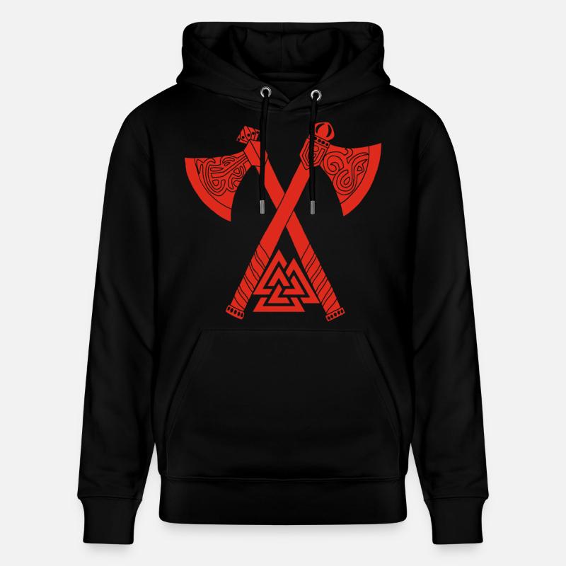 Haches et symbole viking rouge - Sweat à capuche bio CRUISER Stanley/Stella Unisexe - noir