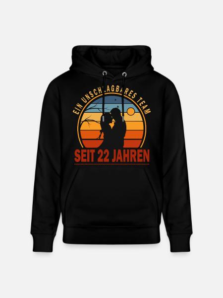 22 Years Unbeatable Team Love Gift Couple - Stanley/Stella CRUISER Unisex Organic Hoodie - black