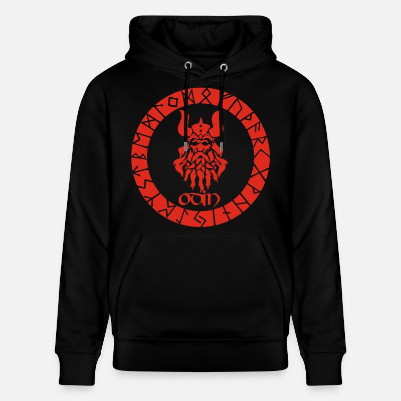 Dieu Odin et runes vikings rouges - Sweat à capuche bio CRUISER Stanley/Stella Unisexe - noir
