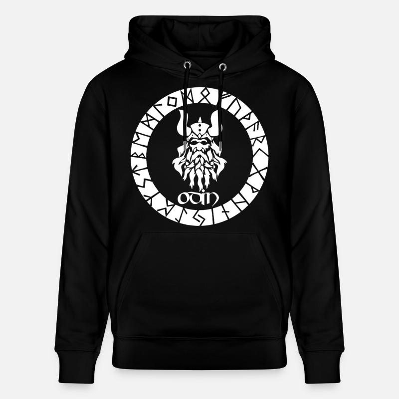 Dieu Odin et runes vikings blanches - Sweat à capuche bio CRUISER Stanley/Stella Unisexe - noir