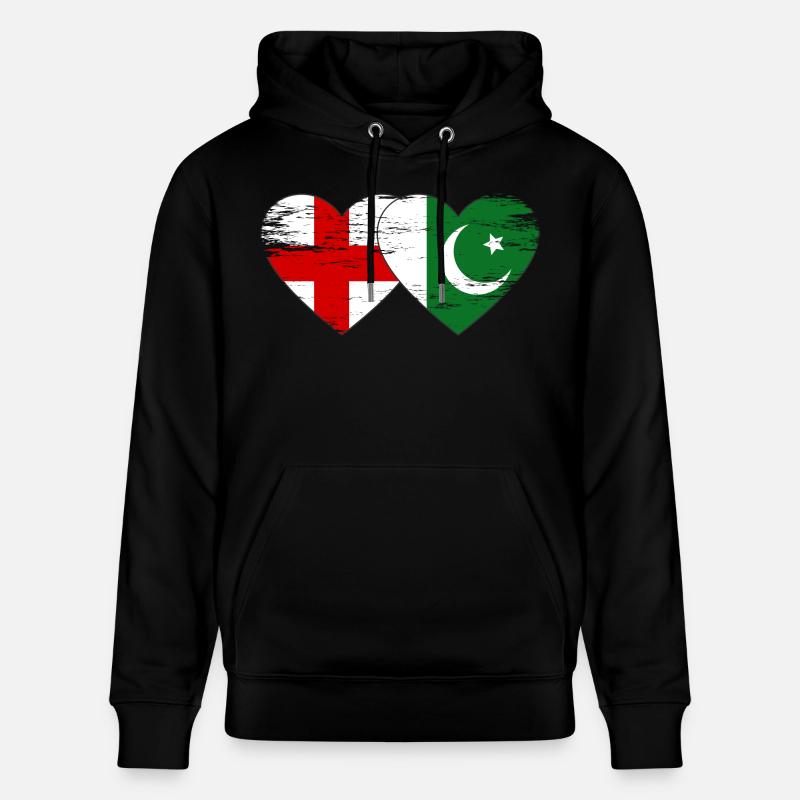 Angleterre Pakistan Drapeau Coeur - Sweat à capuche bio CRUISER Stanley/Stella Unisexe - noir