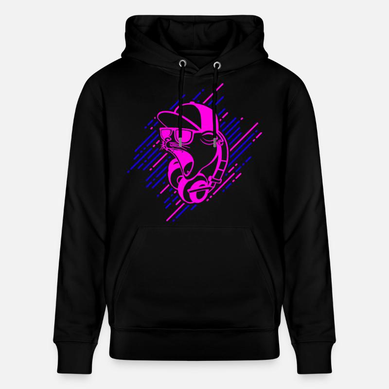 Chat cool avec des écouteurs - Sweat à capuche bio CRUISER Stanley/Stella Unisexe - noir
