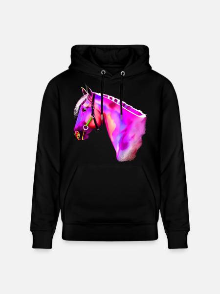 Neon-Pferdekopf Aquarell - Stanley/Stella Unisex Bio-Hoodie CRUISER  - Schwarz