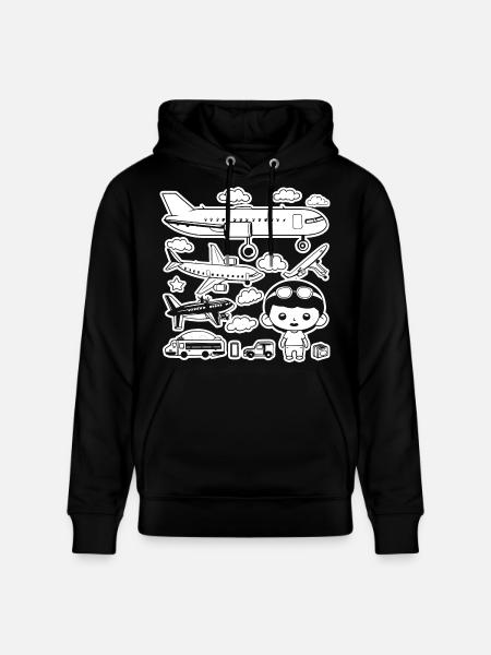 Airplanes Cartoon Style - Stanley/Stella CRUISER Unisex Organic Hoodie - black