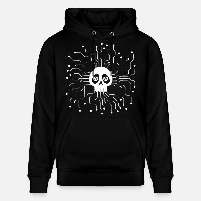 White Microprocessor Skull - Stanley/Stella CRUISER Unisex Organic Hoodie - black