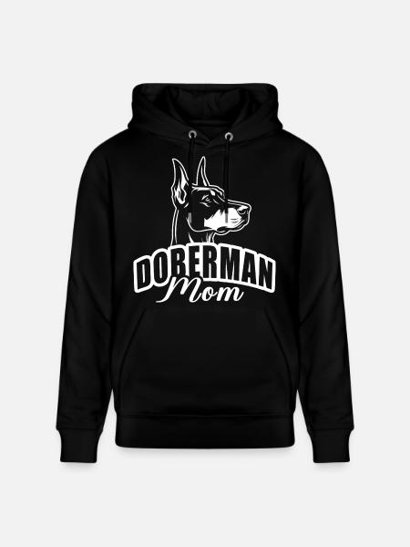 "Doberman Mom" with dog head - Stanley/Stella CRUISER Unisex Organic Hoodie - black