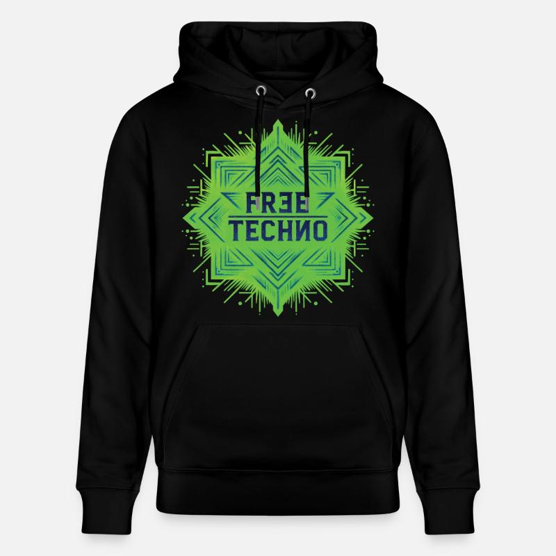 FREE TECHNO #1 – lass uns reden. - Stanley/Stella Unisex Bio-Hoodie CRUISER  - Schwarz