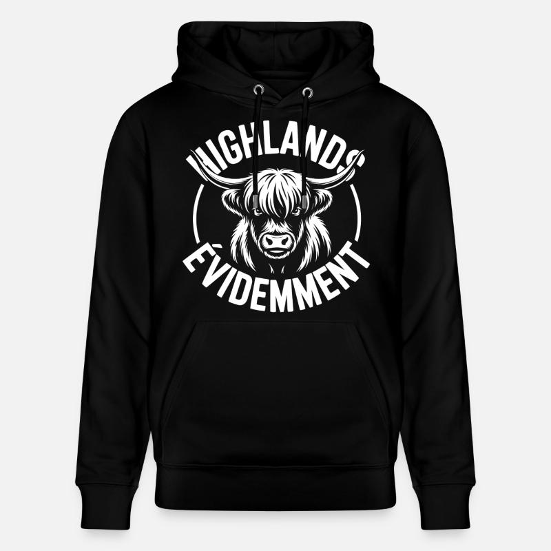 Logo vache Highland - Sweat à capuche bio CRUISER Stanley/Stella Unisexe - noir