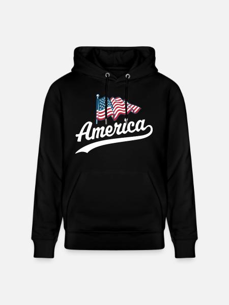 America Flag - Stanley/Stella CRUISER Unisex Organic Hoodie - black