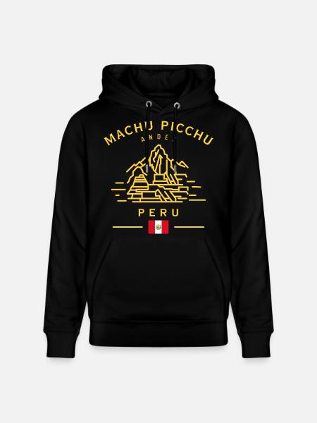 Machu Picchu Linienkunst Peru Design - Stanley/Stella Unisex Bio-Hoodie CRUISER  - Schwarz