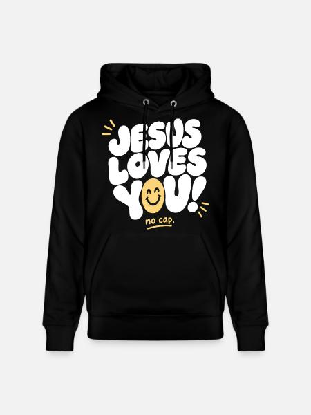 Jesus Loves You No Cap - Stanley/Stella CRUISER Unisex Organic Hoodie - black