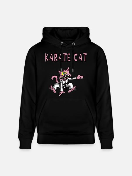 Karaté et chat rose - Sweat à capuche bio CRUISER Stanley/Stella Unisexe - noir
