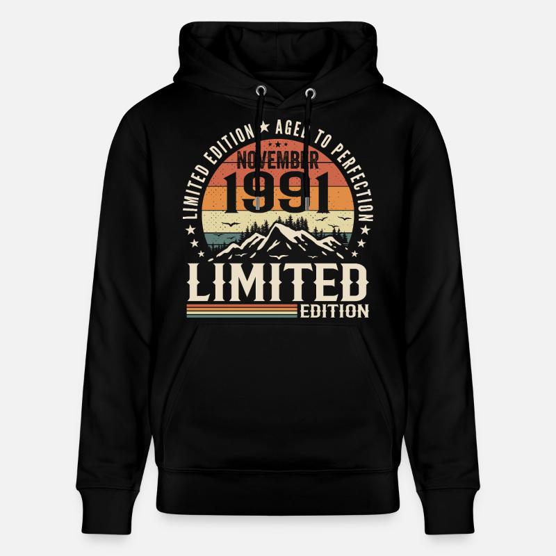 Novembre 1991 Anniversaire Rétro Unique - Sweat à capuche bio CRUISER Stanley/Stella Unisexe - noir