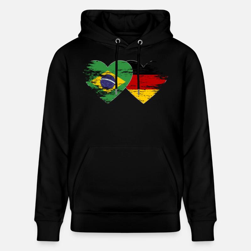 Brésil Allemagne drapeau utilisé coeur - Sweat à capuche bio CRUISER Stanley/Stella Unisexe - noir