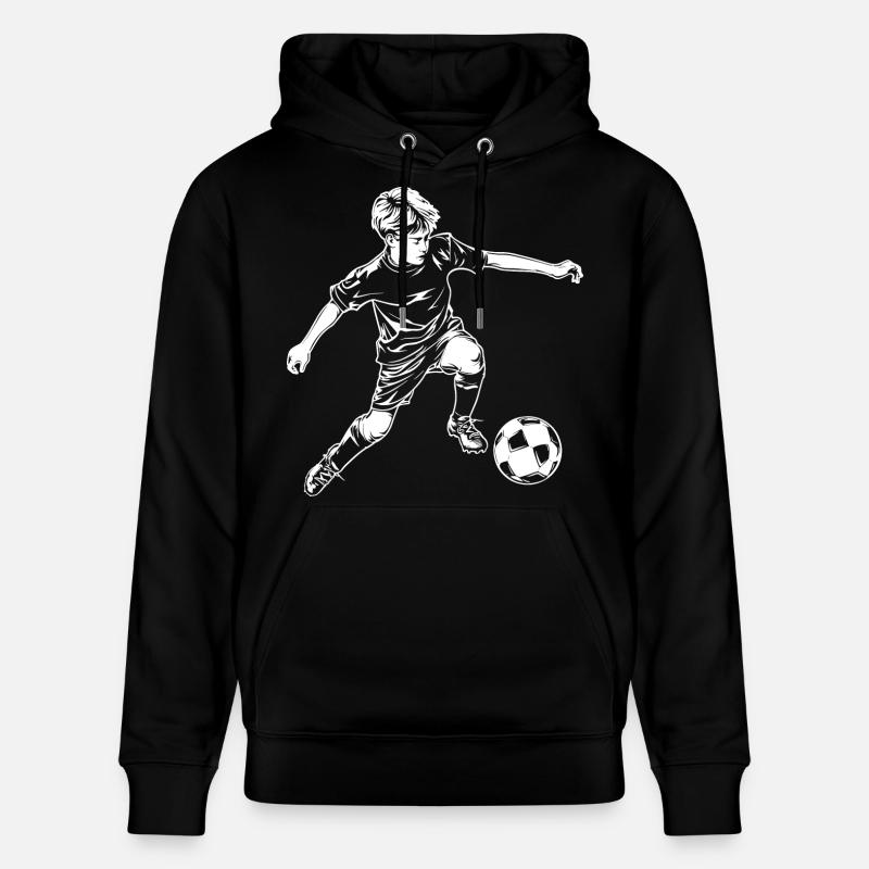 Dessin de garçon de football - Sweat à capuche bio CRUISER Stanley/Stella Unisexe - noir