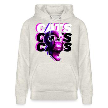CATS, CATS, CATS · Colorful big cat - Stanley/Stella CRUISER Unisex Organic Hoodie - heather oatmeal - Front - Alina (178cm) & Michal (187cm)