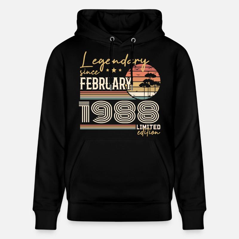 Février 1988 anniversaire 1988 légendes Février - Sweat à capuche bio CRUISER Stanley/Stella Unisexe - noir